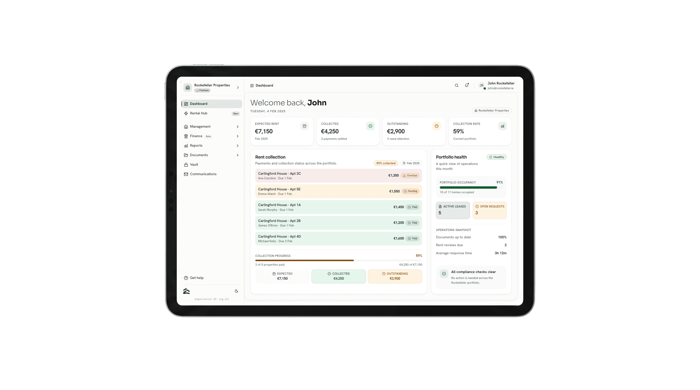 Landwide property operations dashboard