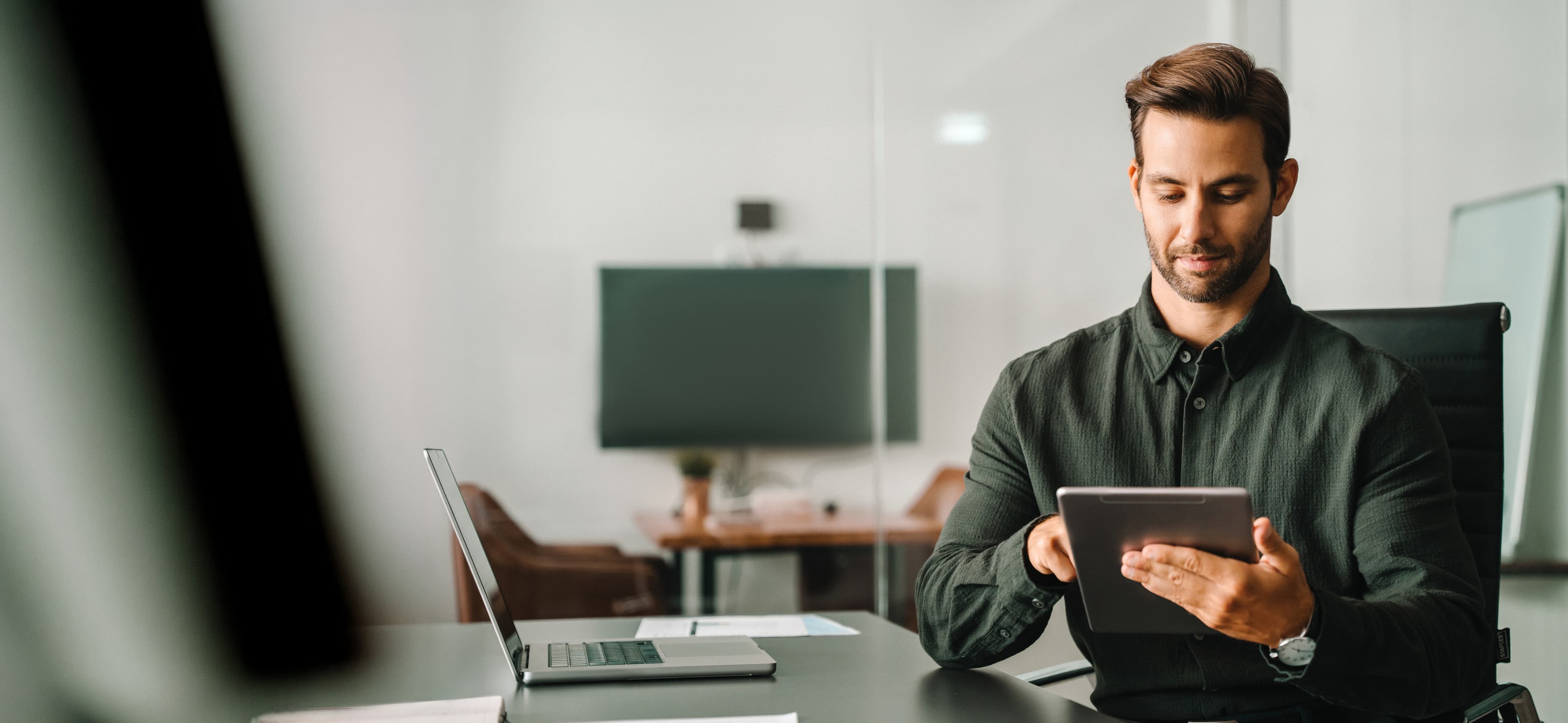 A property operator working from a modern residential building